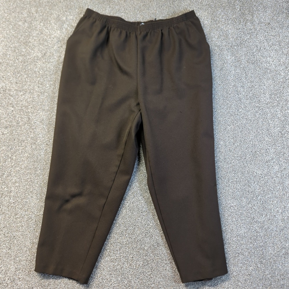 Covington Pants Women 22WP Brown Pull On Elastic Waist Straight Leg Trousers